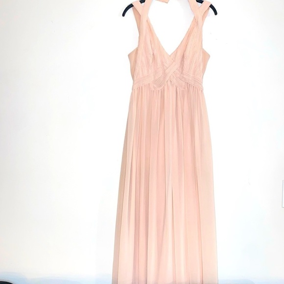 Lulu's Blush Pink Backless Flowy Maxi Bridesmaid Dress Size S - Picture 3 of 8